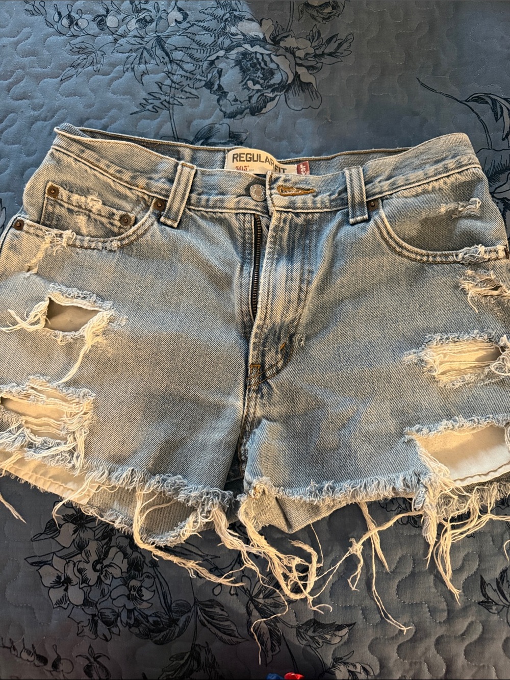 Levi's Light Blue Distressed Denim Cutoff Shorts